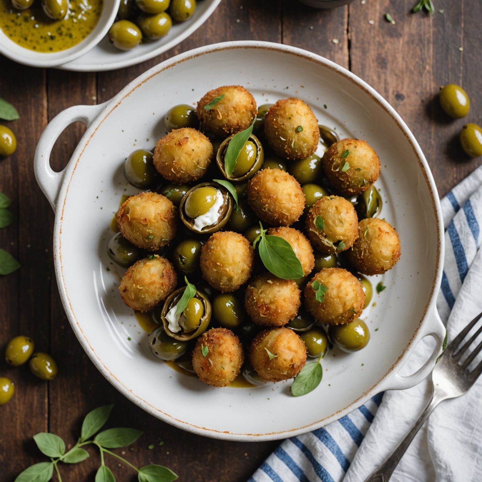 Friterte oliven med labne