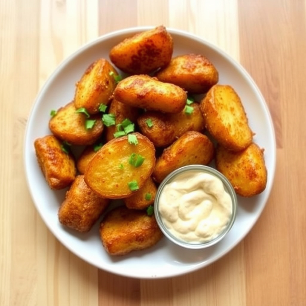 Friterte poteter med krydret aioli