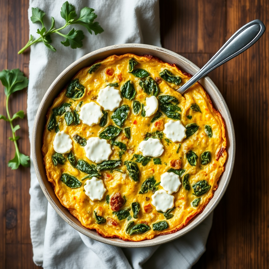 Frittata med sennepsblad og fontina