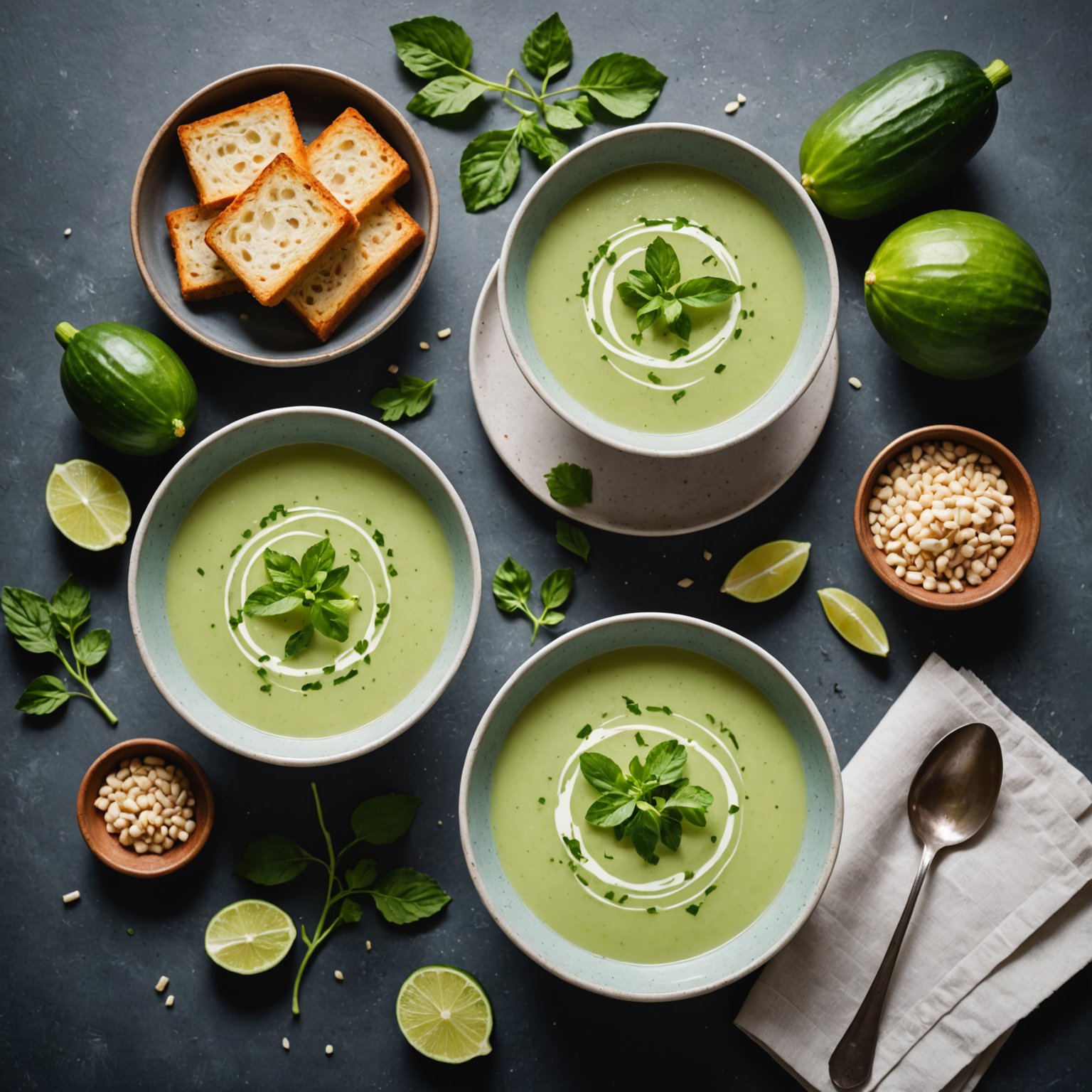 Kremet kald agurksuppe med mynte og dill