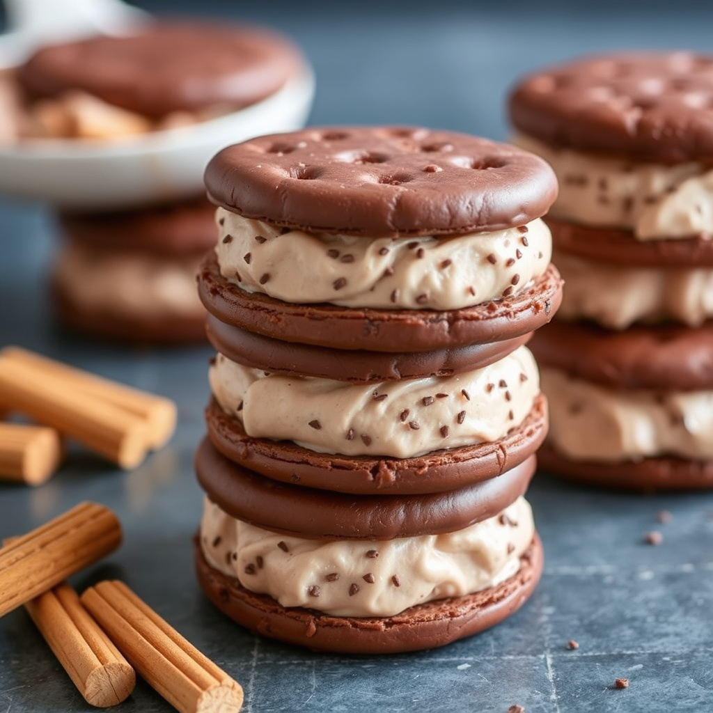Frosne sjokolade- og grahamkjeks-is-sandwicher