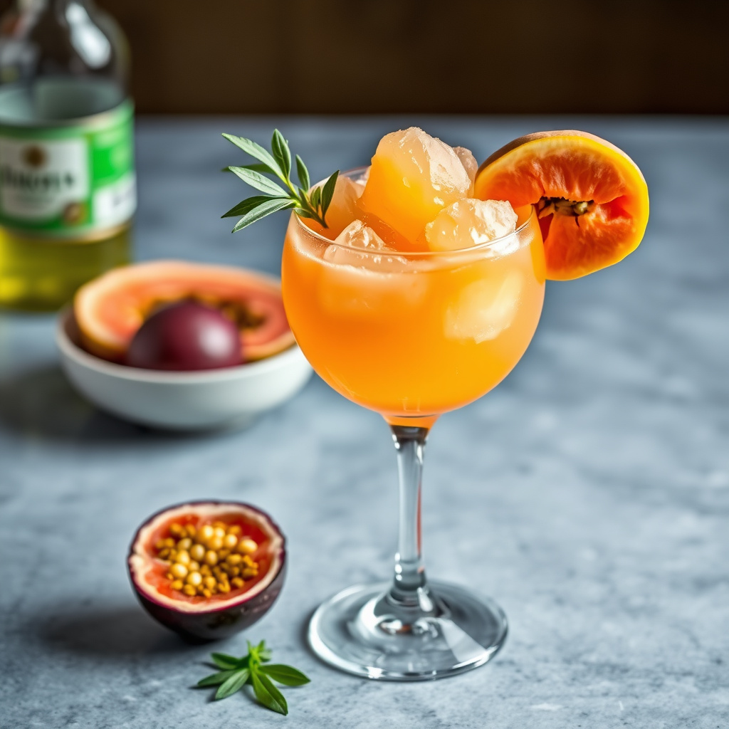 Frossen papaya- og pasjonsfruktromcocktail