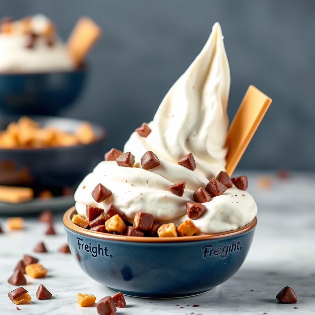 Frossen yoghurt med sjokolade-toffee-biter