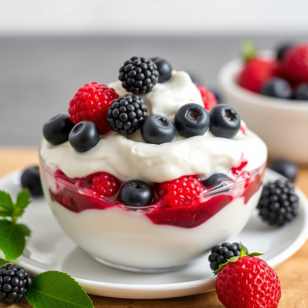 Frossen yoghurt og bær