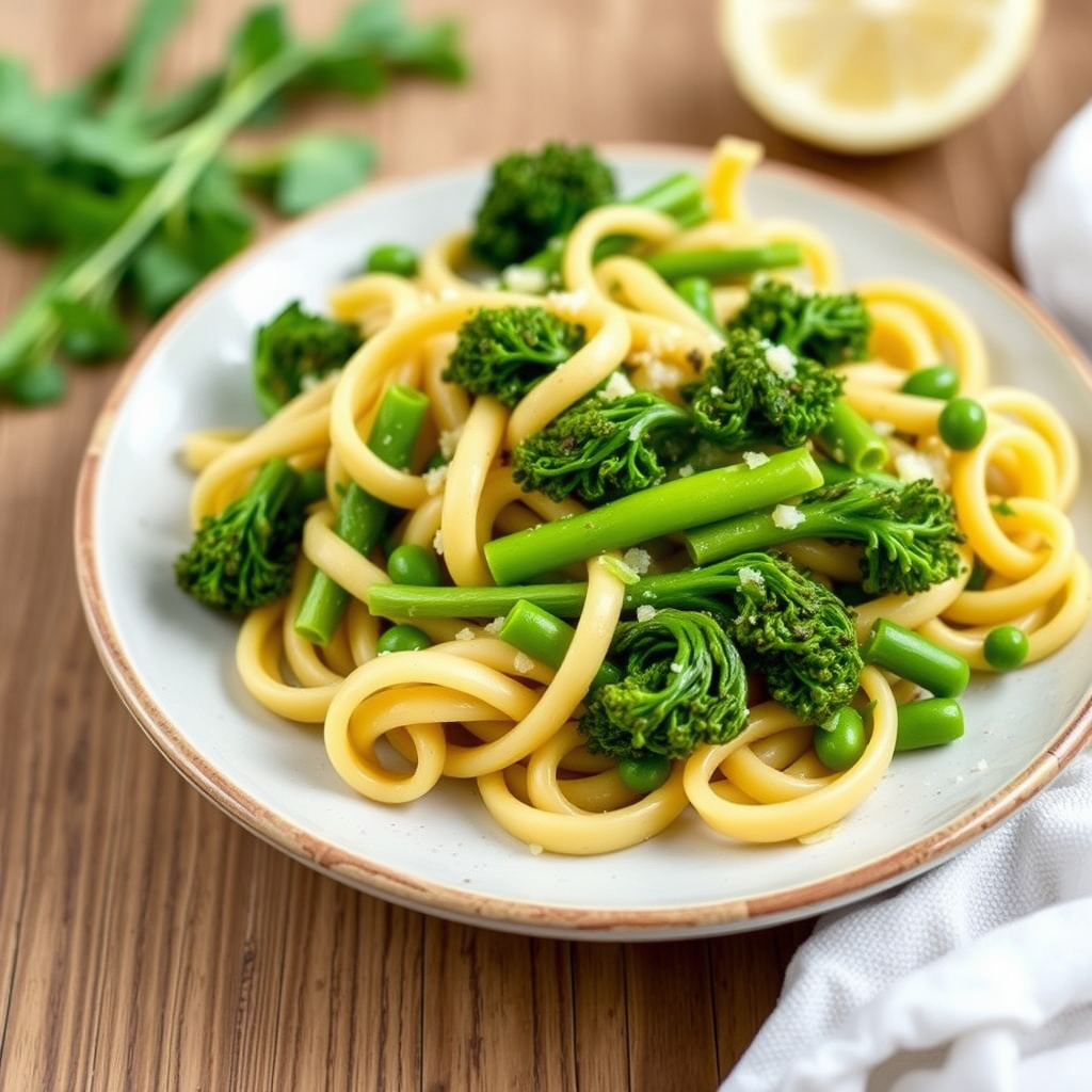 Fusilli med broccolini og smørbønner