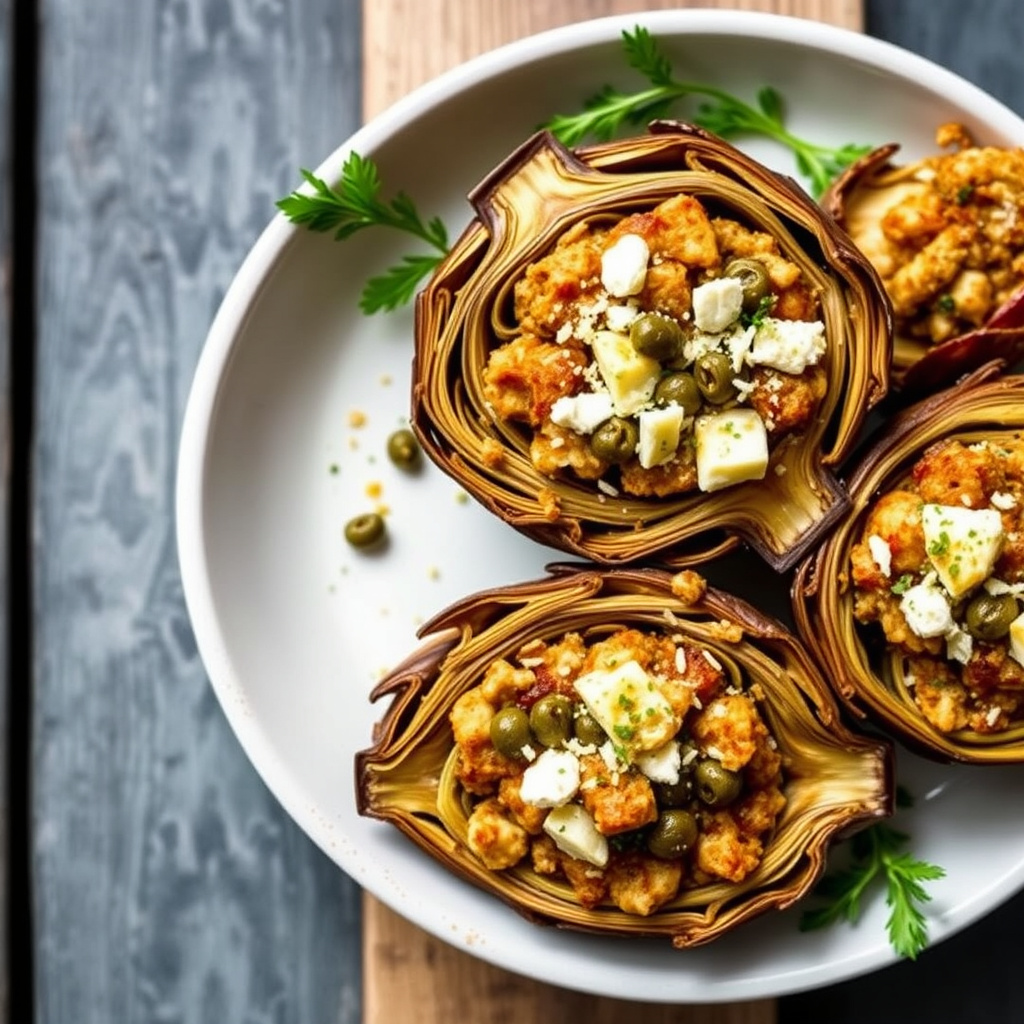 Fylte artisjokker med kapers og pecorino