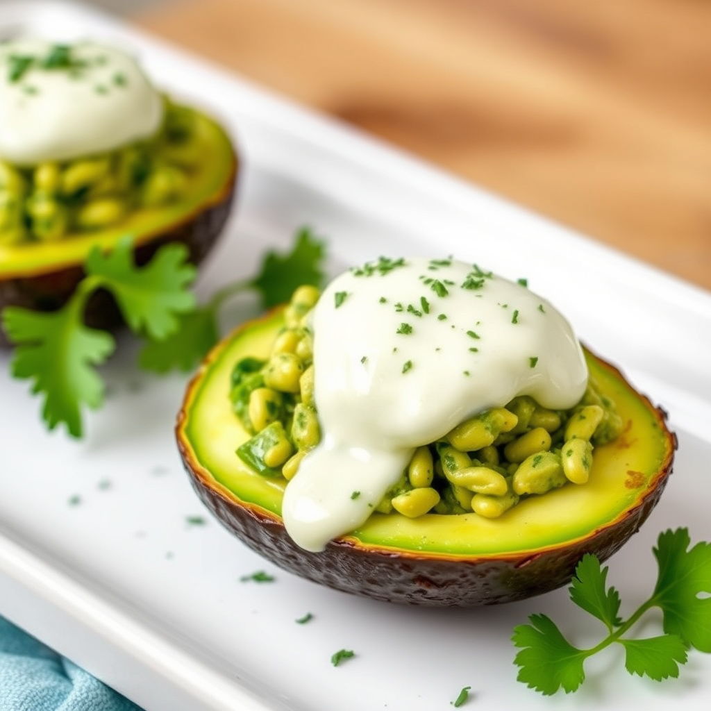 Fylt avokado med asiatisk vri