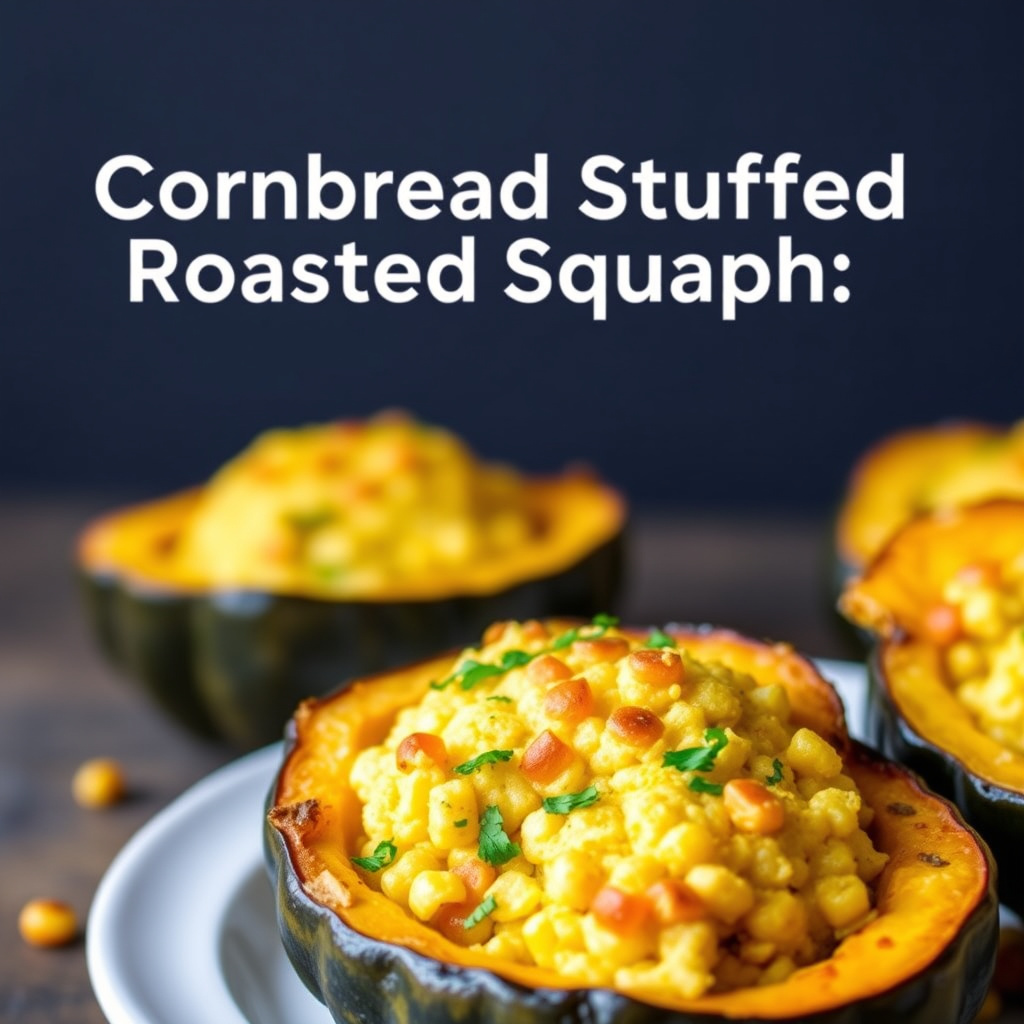 Fylte gresskar med maisbrød og ovnsbakt squash