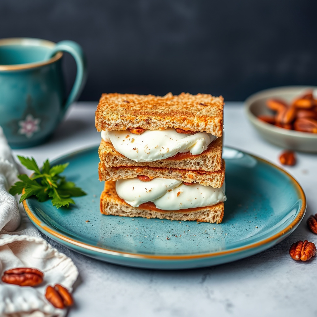 Geitost- og pekannøttete-sandwicher