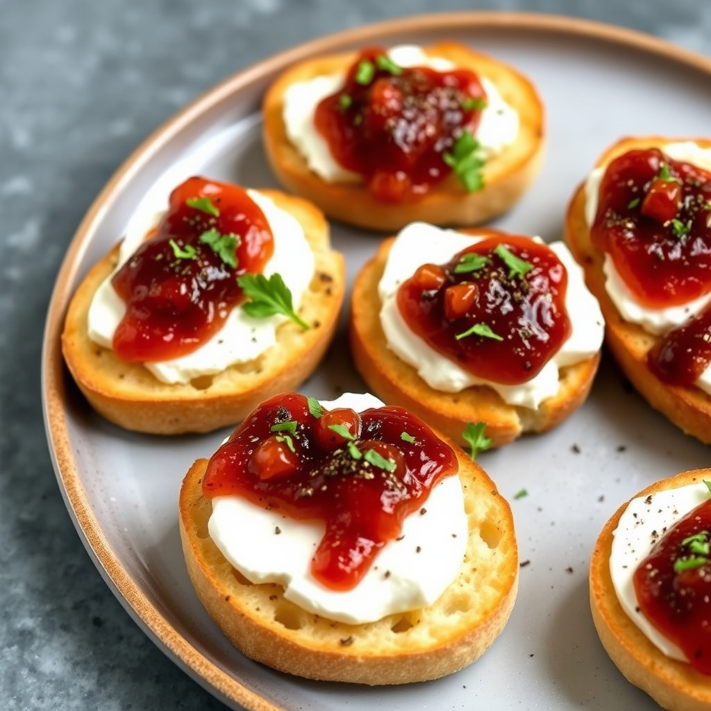 Geitostcrostini med blodappelsin og svart pepper-marmelade