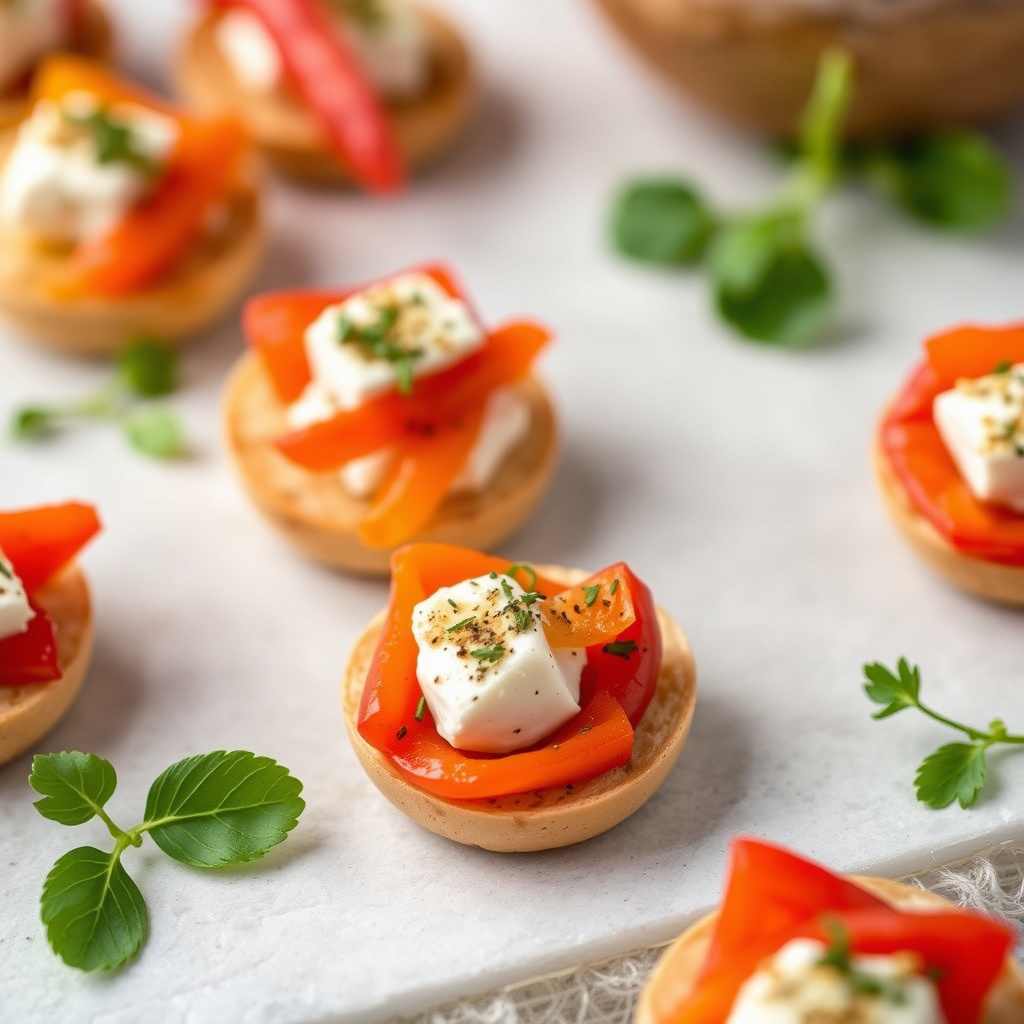 Geitostkanapeer med søt paprika