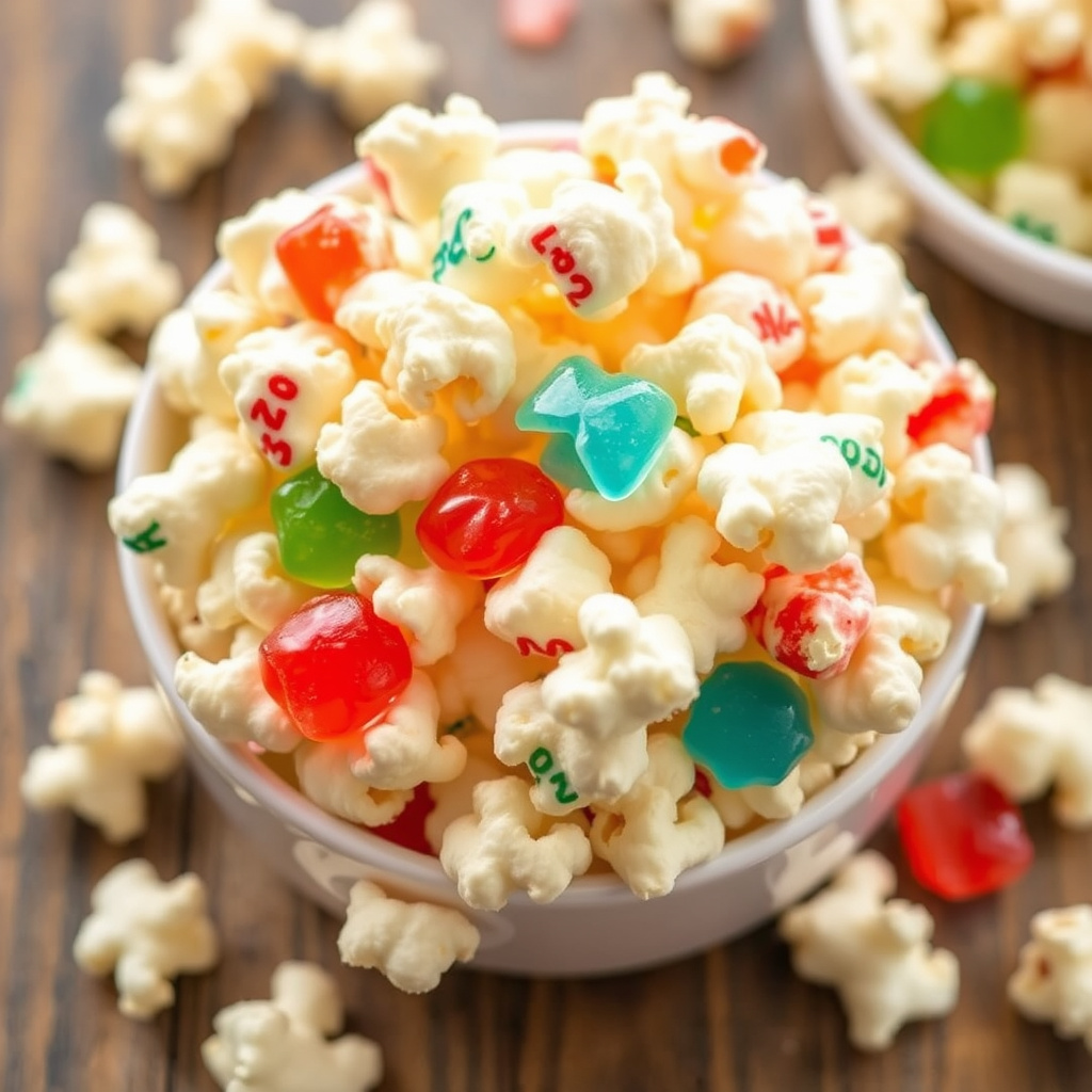 Fargerikt popcorn med gelatinsmak