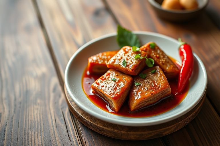 Svinekoteletter i rød chilisaus (Cervantes-stil)