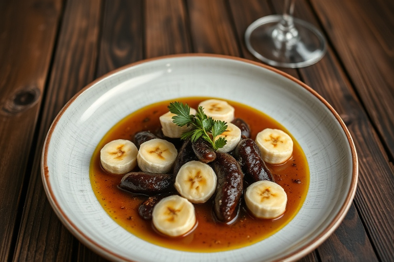 Banan- og svartebønnesauté med kokosmelk