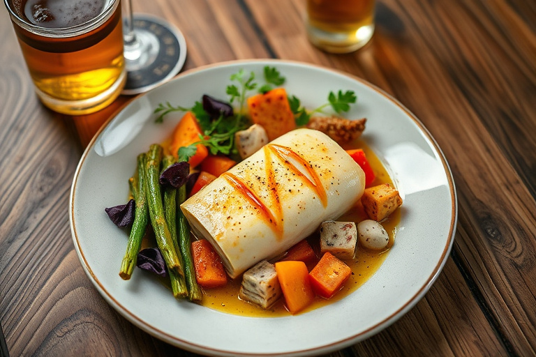 Bakt pølse og surkål med eple