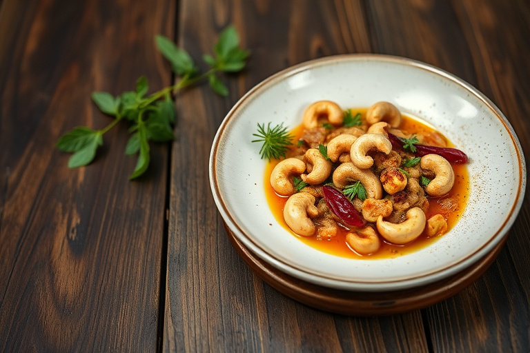 Salat med karri-cashewnøtter, pære og druer