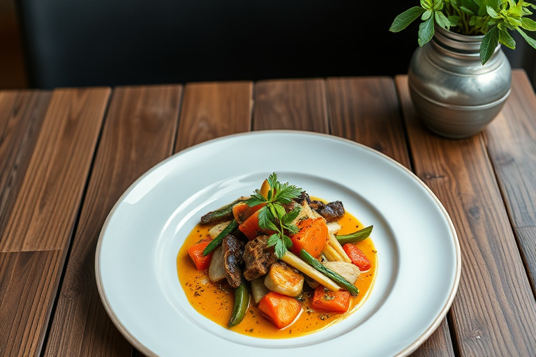 Vegetarisk farrogryte med squash og bønner