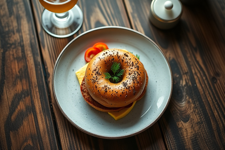 Bagel med kremost, nøtter og tørket frukt