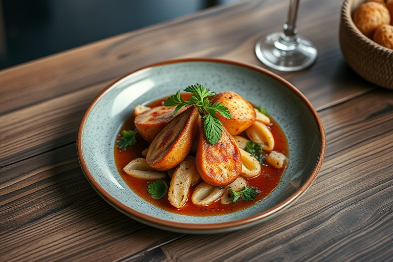 Kremet risdessert med ananas og kirsebær