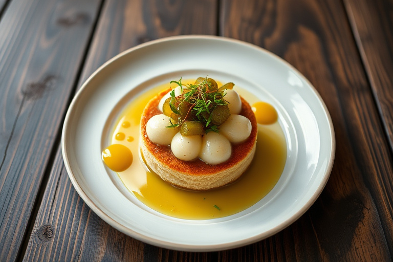 Gressløk-shortcakes med røkt mais- og okragryte