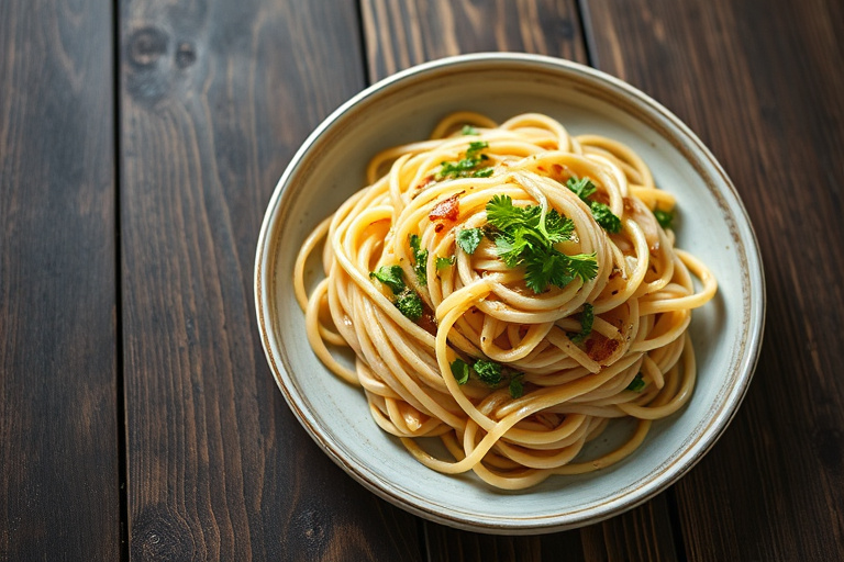 Udon-nudelsalat med grillet kylling og korianderdressing