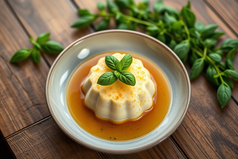 Kremet maispudding med basilikum