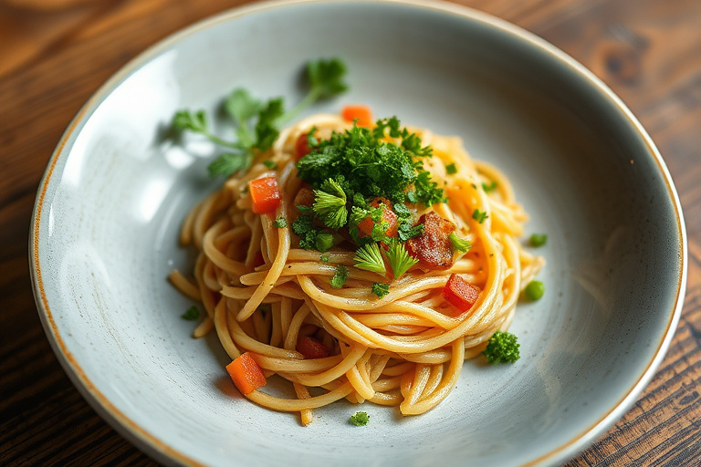 Farro med pølse og kyllinglever