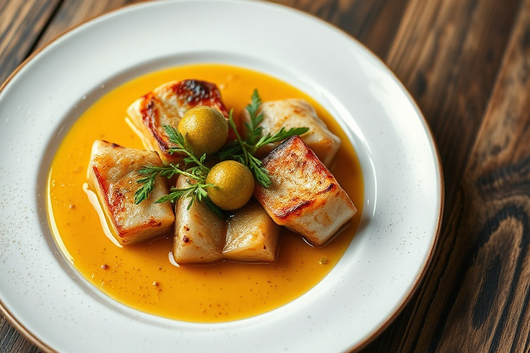 Kongelig østerssopp med pistasjpuré og syltet jordskokk