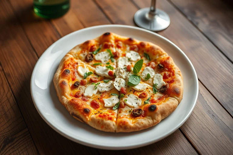 Pære- og gorgonzolapizza med valnøtter