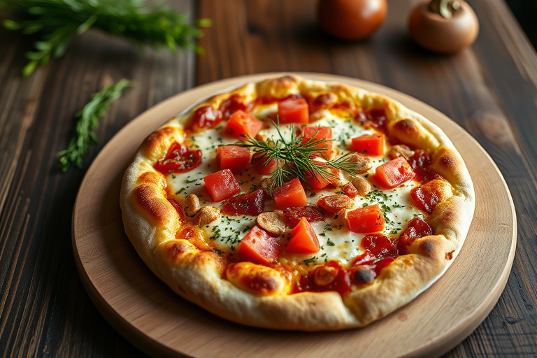 Røkelaks-pizza med rødløk og dill