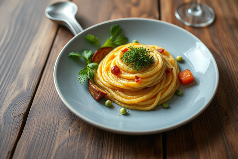 Polentakake med kremet pinjekernesaus