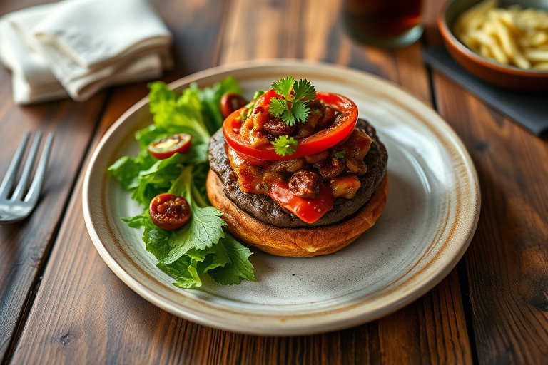 Grønn chili- og osteburger-topping