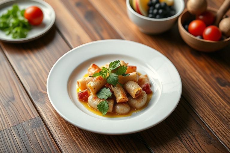 Fersk trenette med tomat og basilikum