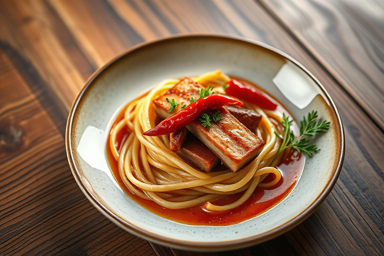 To ganger kokt femkrydret lam med rød chili