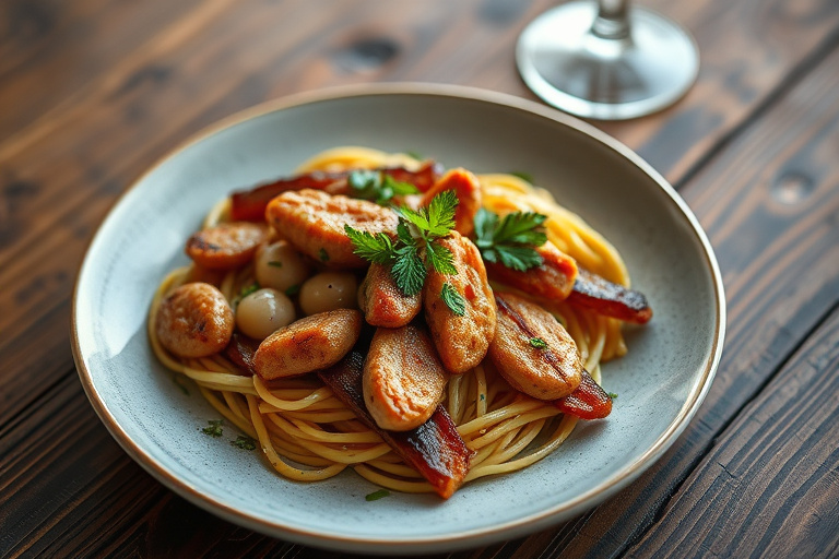 Krydrede italienske svinekoteletter med tomat og hvitløk