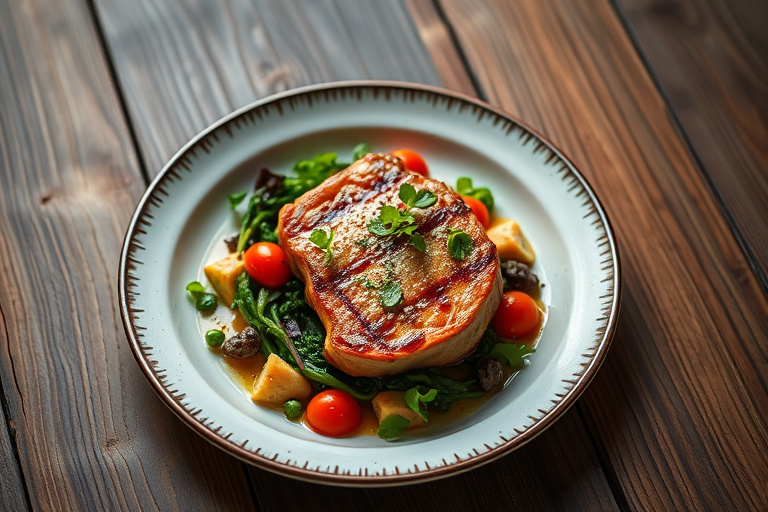 Svinekotelett Milanese med ruccola og tomater