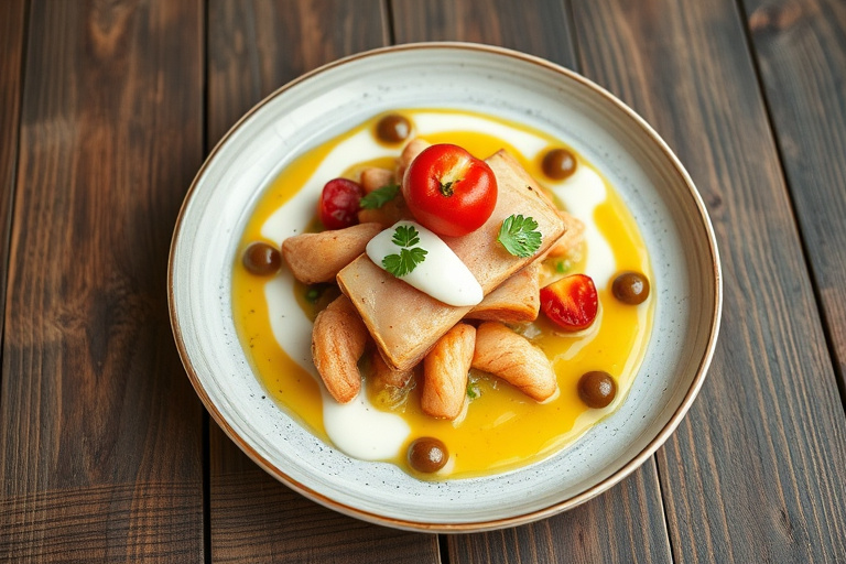 Grillet frukt på spyd med mynteyoghurt og honningsaus