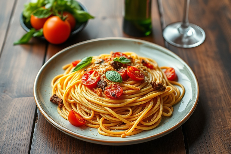 Spaghettipizza med pepperoni
