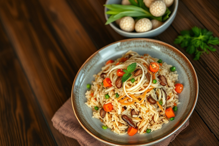 Multikornsrispilaf med pinjekjerner og sitron