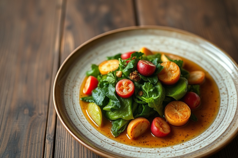 Sauterte collards med gylne rosiner og mandler