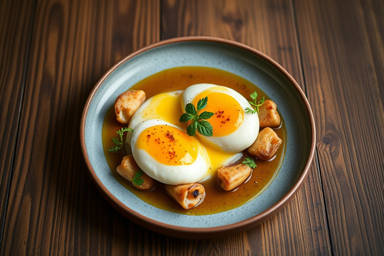 Marengsegg med pistasjkrem og sjokoladesaus