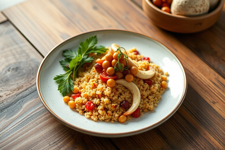 Panerte kyllingbryst med israelsk couscous og granateple