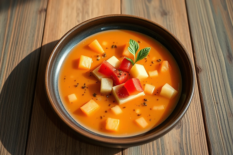 Reker og melon gazpacho