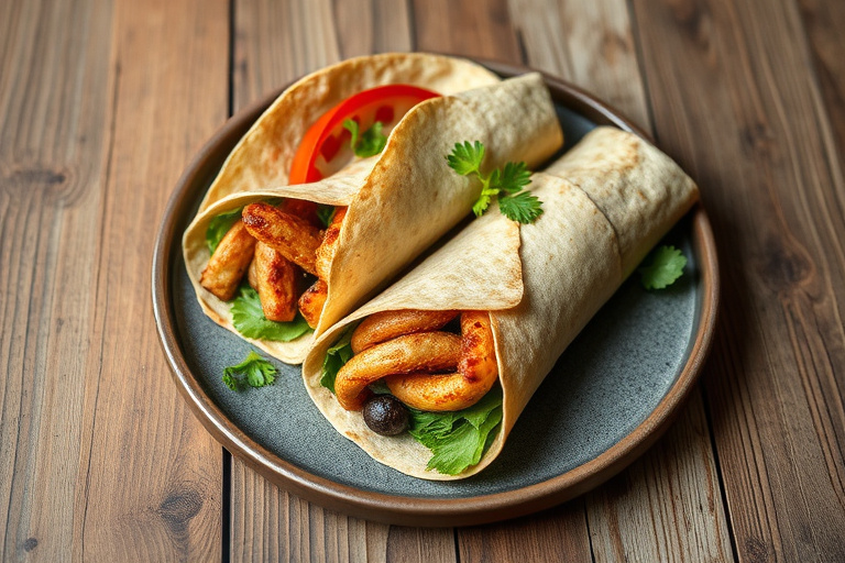 Middelhavswraps med reker og pesto