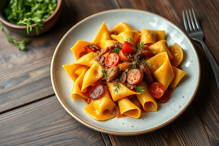 Ildfull farfalle med krydret paprika