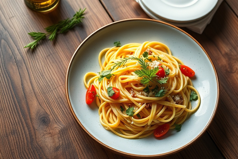 Frisk sitronpasta salat med asparges og feta