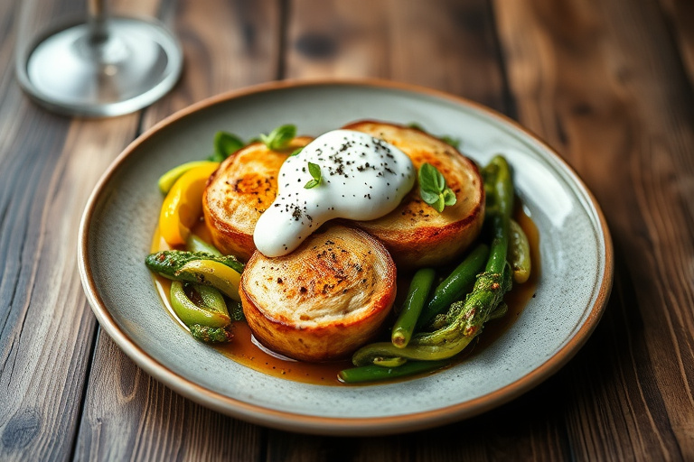 Grønne bønner med hasselnøtter og crème fraîche