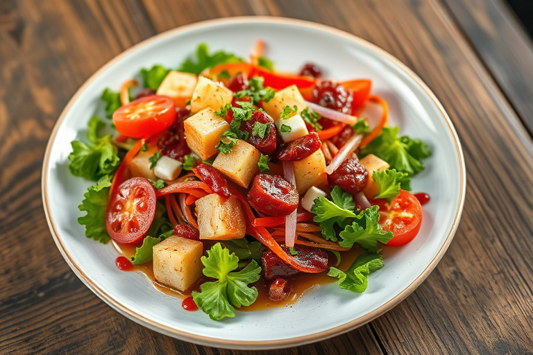Kinesisk salat med sprø nudler og napa-kål