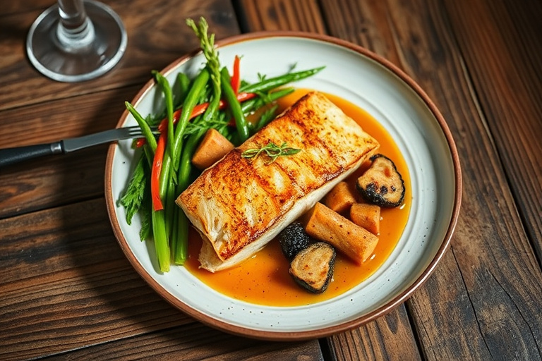 Stekt rød snapper med reker og ostesaus