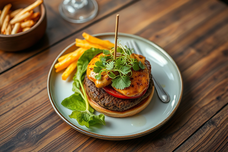 Kalkunburger med tranebærsaus og kremost